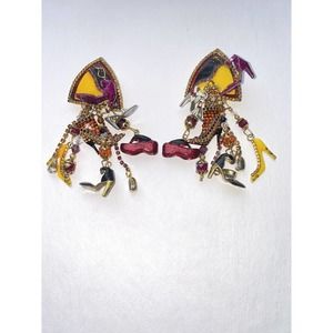 Vintage Lunch At The Ritz Shoe Earrings Clip On, Charms, Dangle